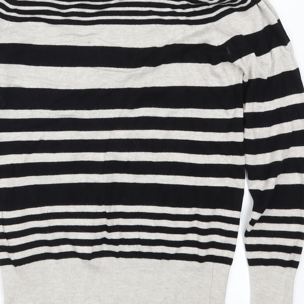Marks and Spencer Womens Grey Striped Pullover Jumper Size 10