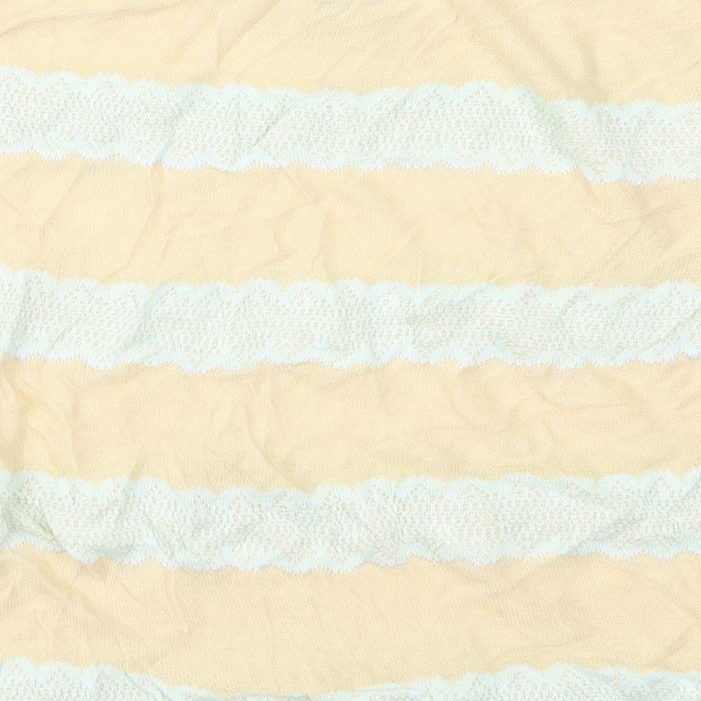 VERO MODA Womens Beige Striped Lace Basic T-Shirt Size XS