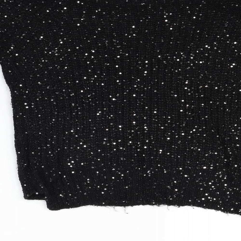 es on Womens Black Pullover Jumper Size L - Sequin detail