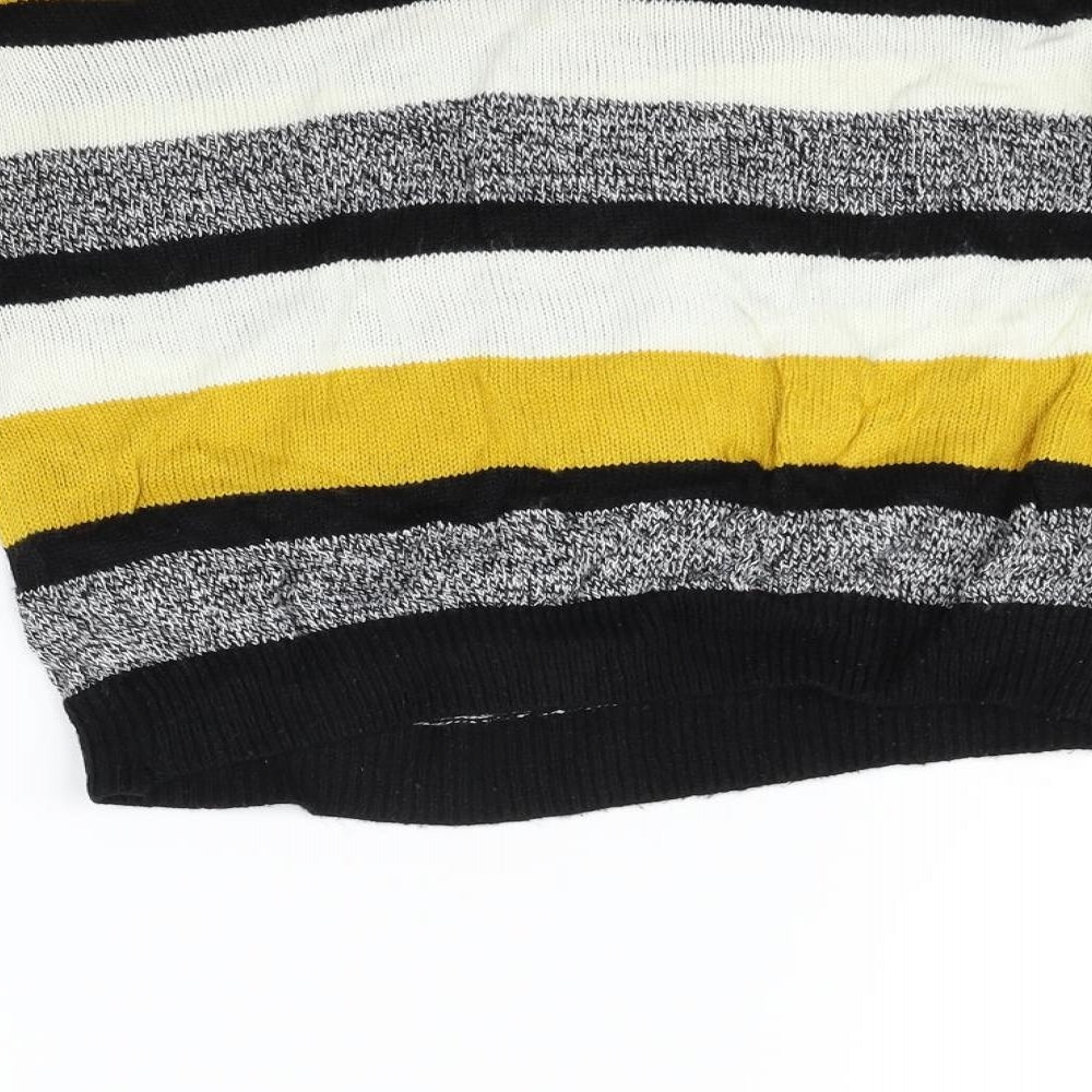 Divided Womens Yellow Striped Henley Jumper Size M
