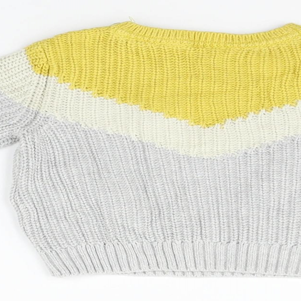 Marks & Spencer Boys Grey Striped Pullover Jumper Size 0-3 Months