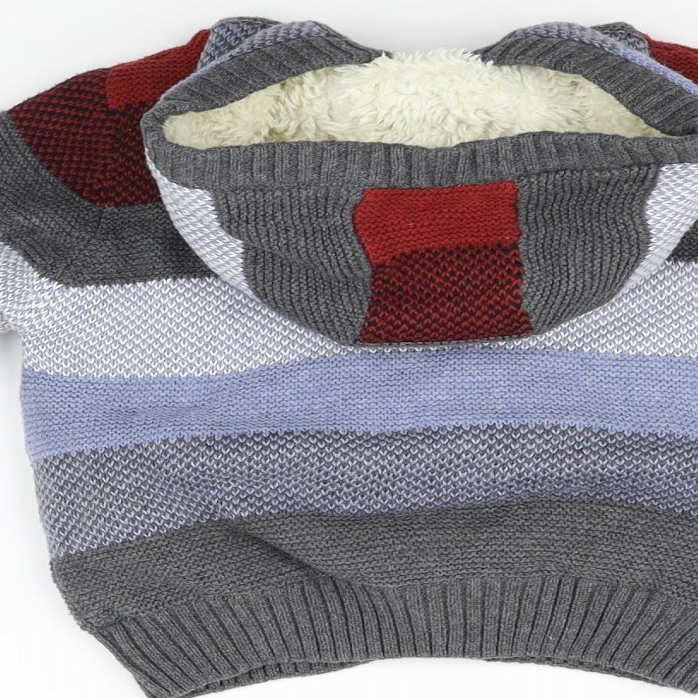 Marks & Spencer Girls Blue Geometric Cardigan Jumper Size 2 Years