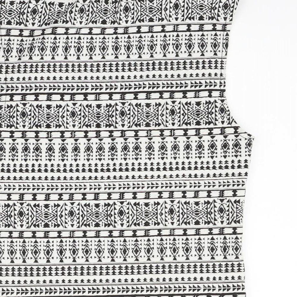 Divided Womens White Geometric Basic Blouse Size S