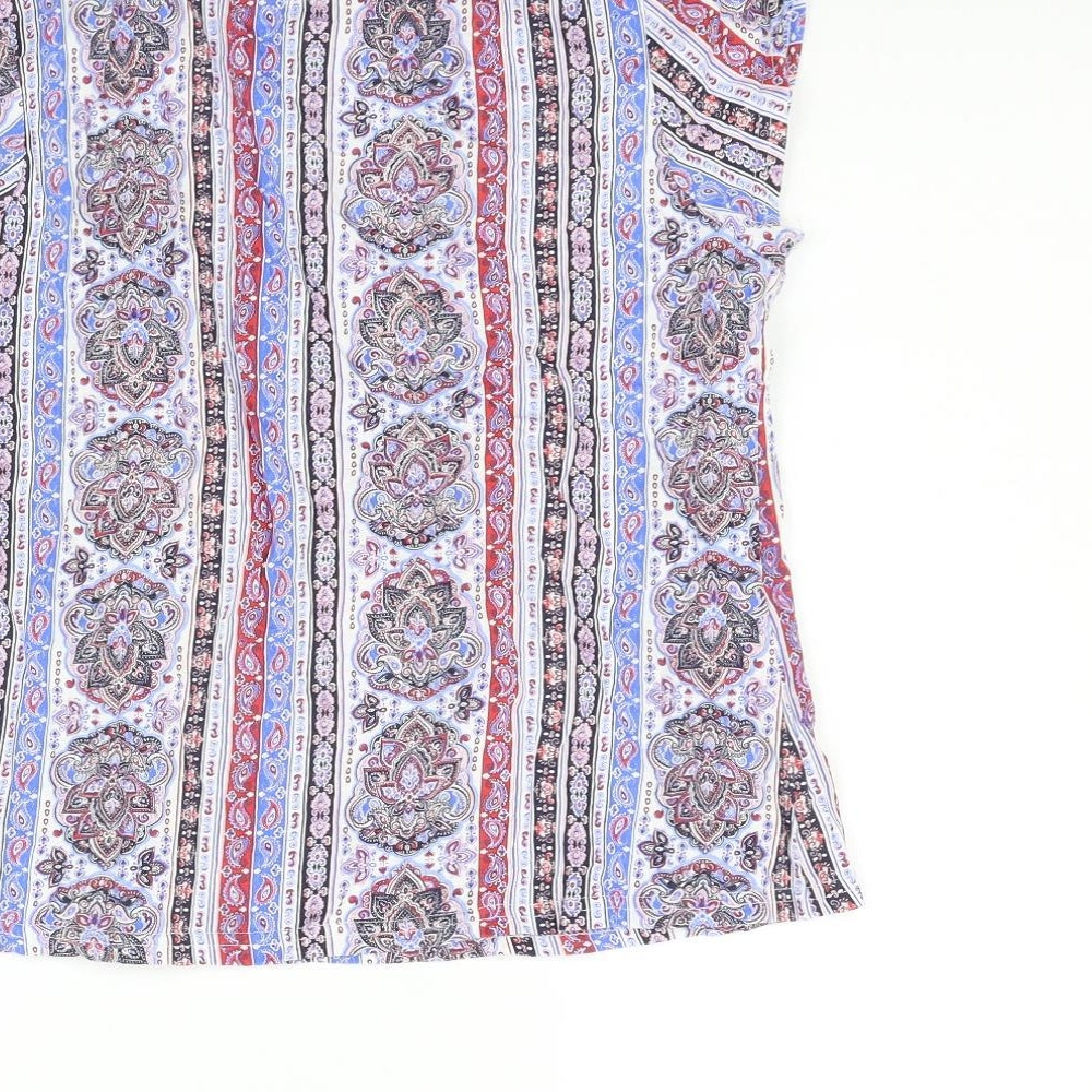 PEP&CO Womens Blue Geometric Basic Blouse Size 10