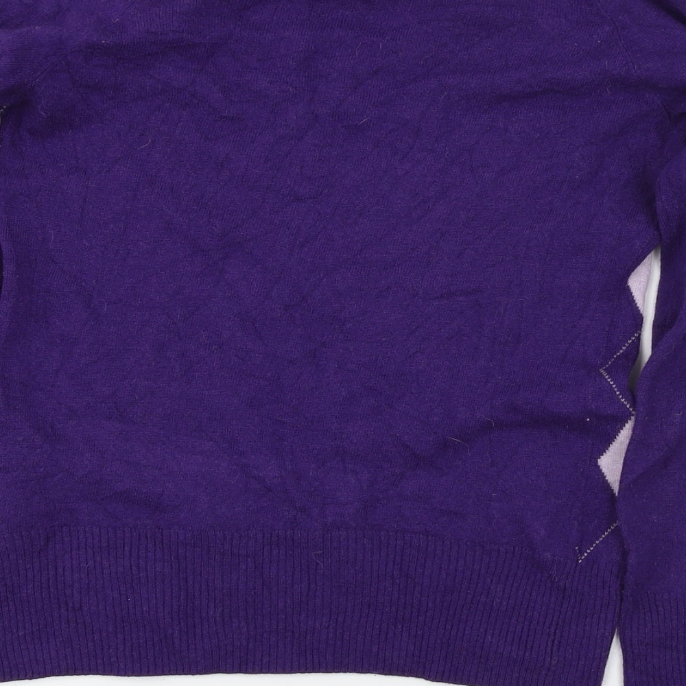 L.O.G.G Womens Purple Houndstooth Pullover Jumper Size M