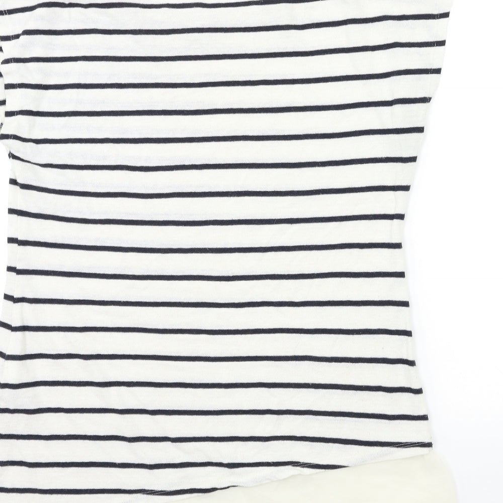 Marks & Spencer Womens White Striped Knit Pullover Jumper Size 14
