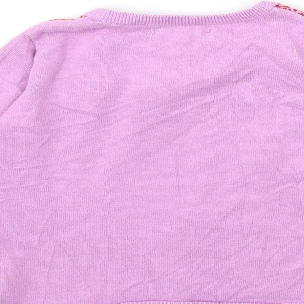 Marks & Spencer Girls Pink Striped Knit Pullover Jumper Size 3-4 Years