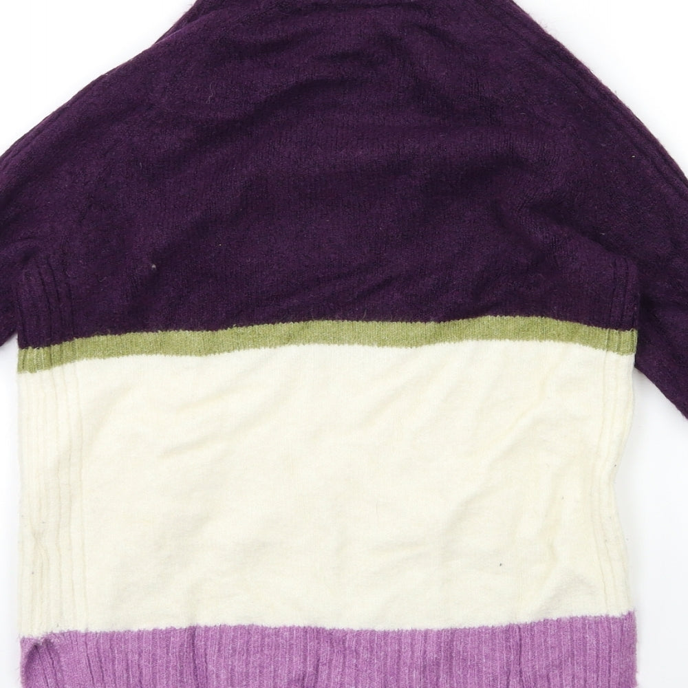 Marks & Spencer Womens Purple Striped Knit Pullover Jumper Size XS