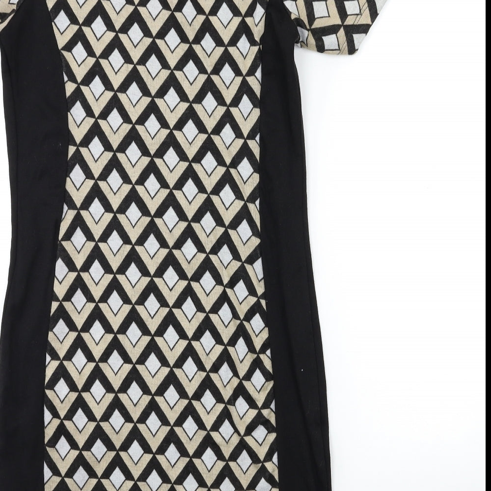 Preworn Womens Beige Geometric Jumper Dress Size 12