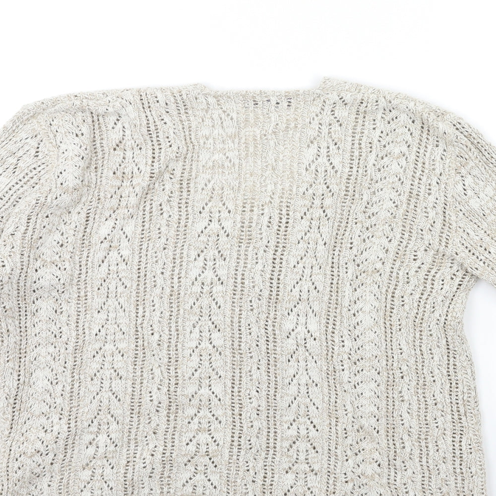 Pure & Natural Womens Beige Knit Cardigan Jumper Size S