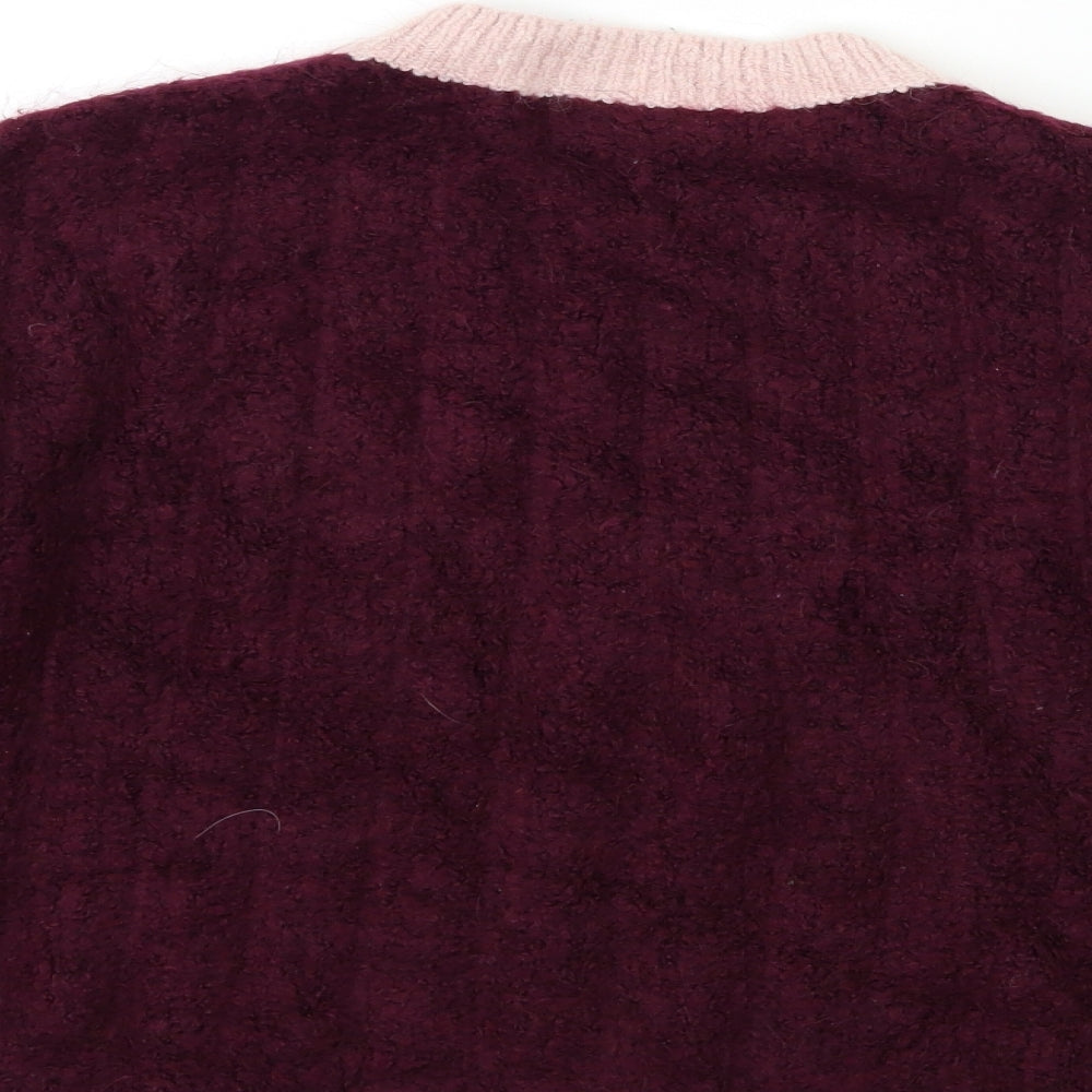 Marks & Spencer Womens Pink Striped Knit Pullover Jumper Size L