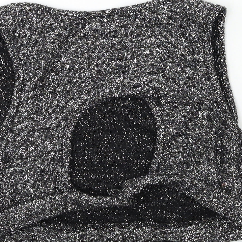 Sparkle & Fade Womens Silver Knit Basic Tank Size S
