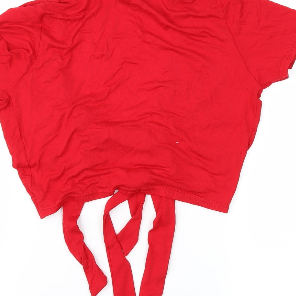 Boohoo Womens Red Basic Blouse Size 6