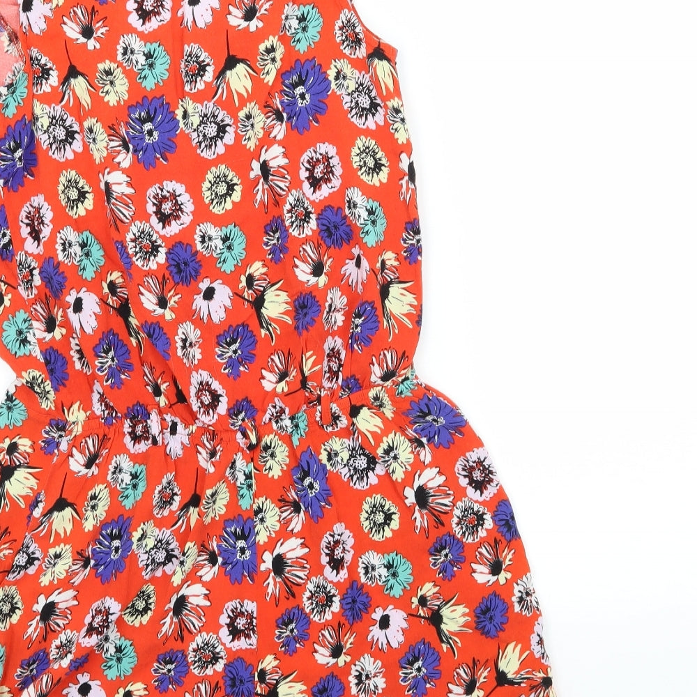 George Womens Red Floral Playsuit One-Piece Size 10 L3 in