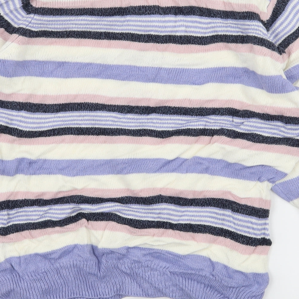Isle Womens Purple Striped Knit Pullover Jumper Size 10