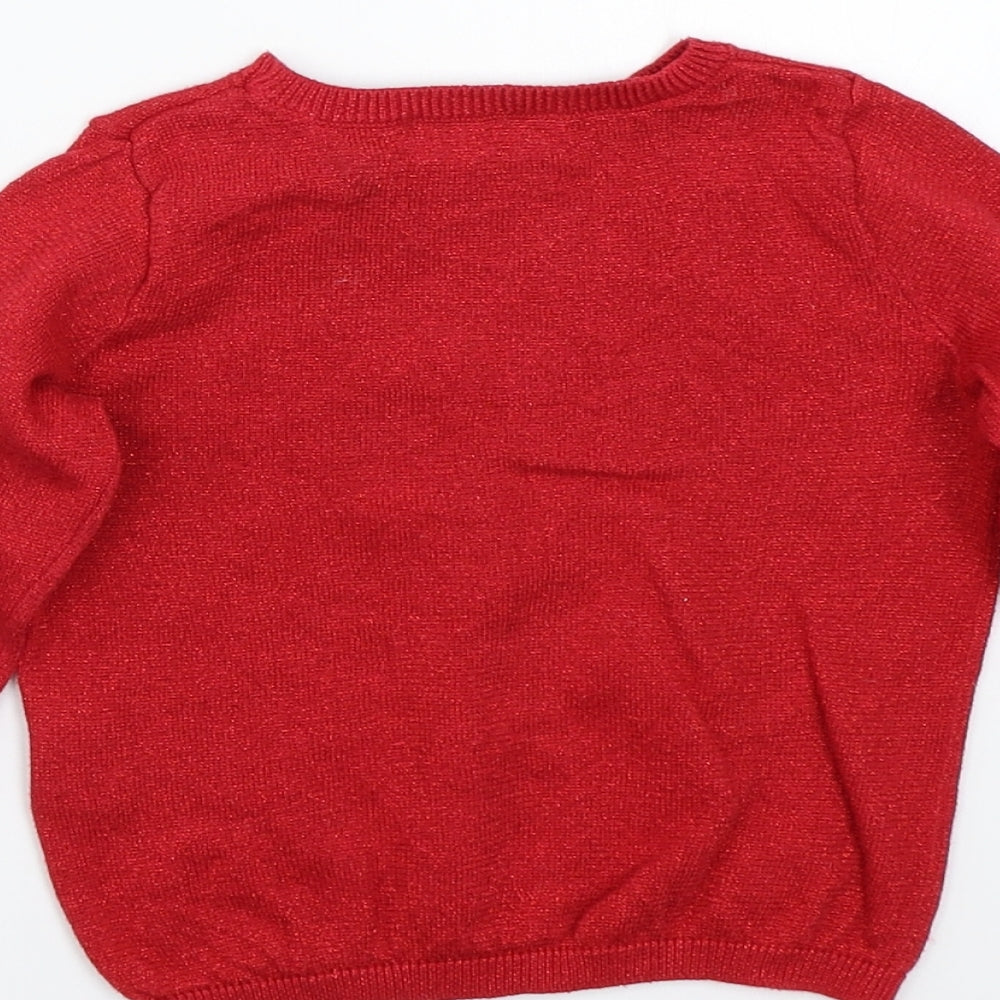 H&M Girls Red Pullover Jumper Size 2 Years