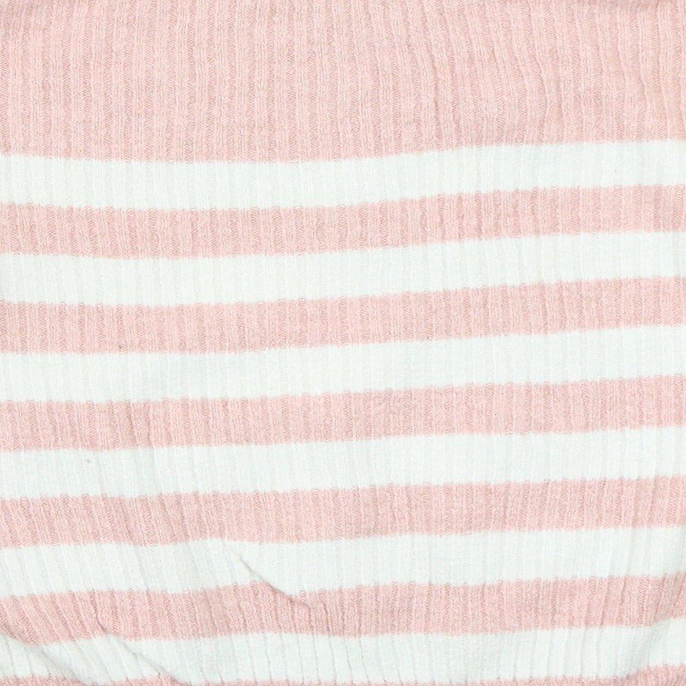 George Womens Pink Striped Pullover Jumper Size M