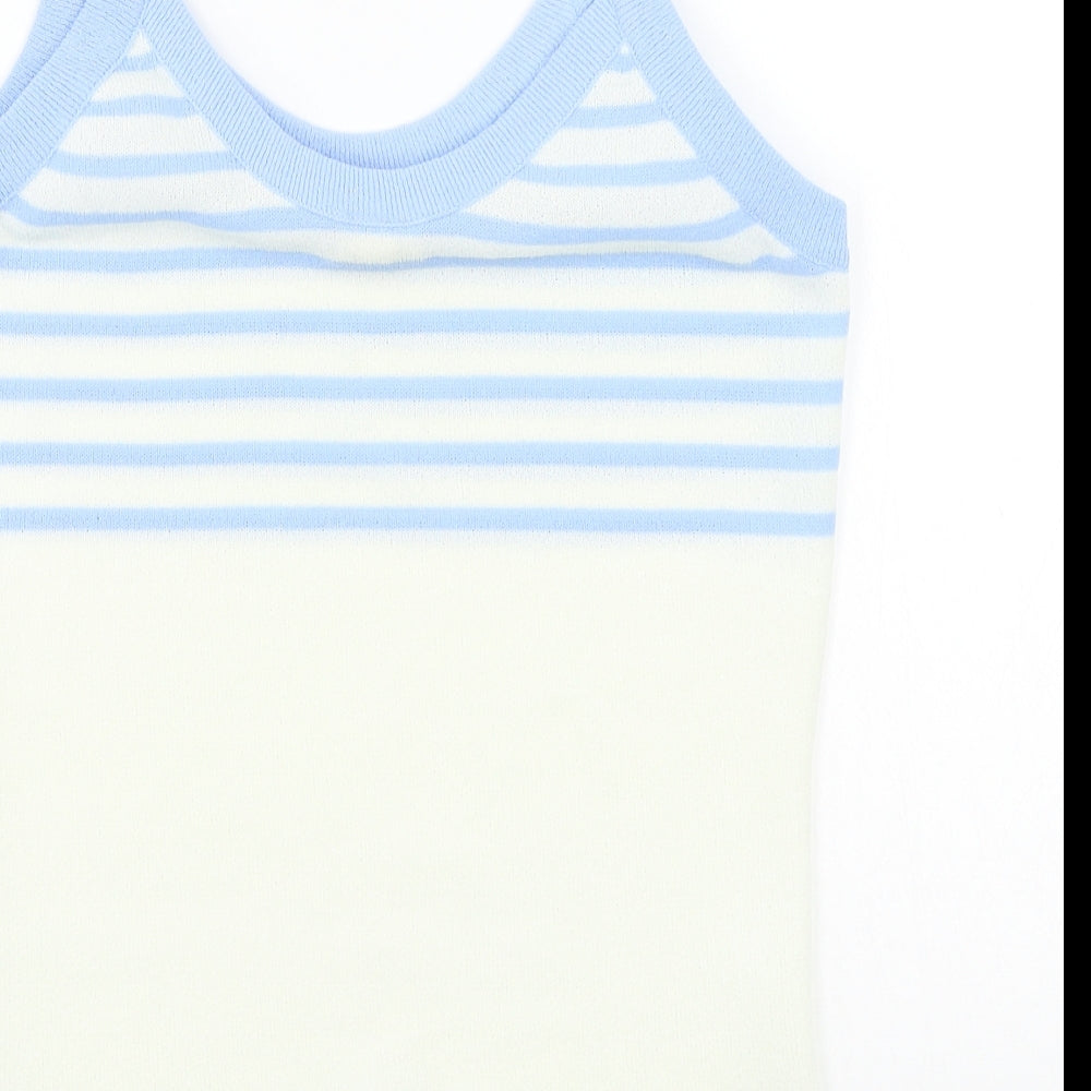 Tersuisse Womens Blue Striped Rayon Basic Tank Size 16