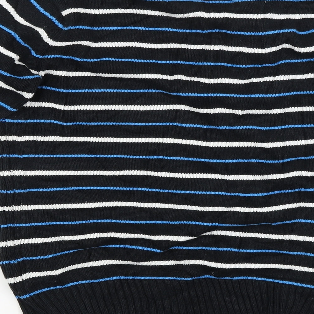 digginchd Mens Black Striped Cardigan Jumper Size S