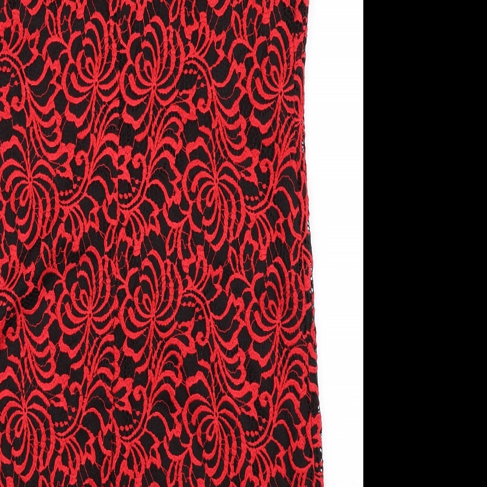 Roman Womens Red Floral Shift Size 10