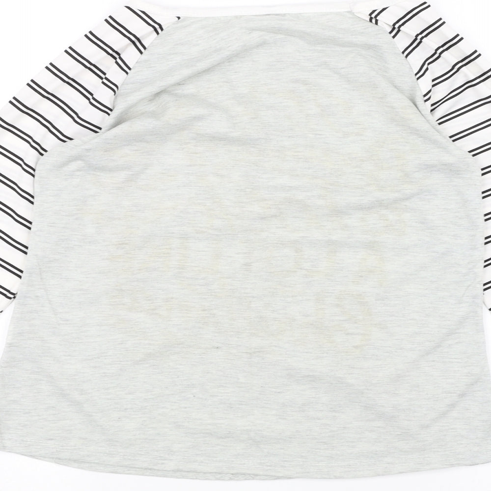 Preworn Womens White Striped Basic T-Shirt Size M