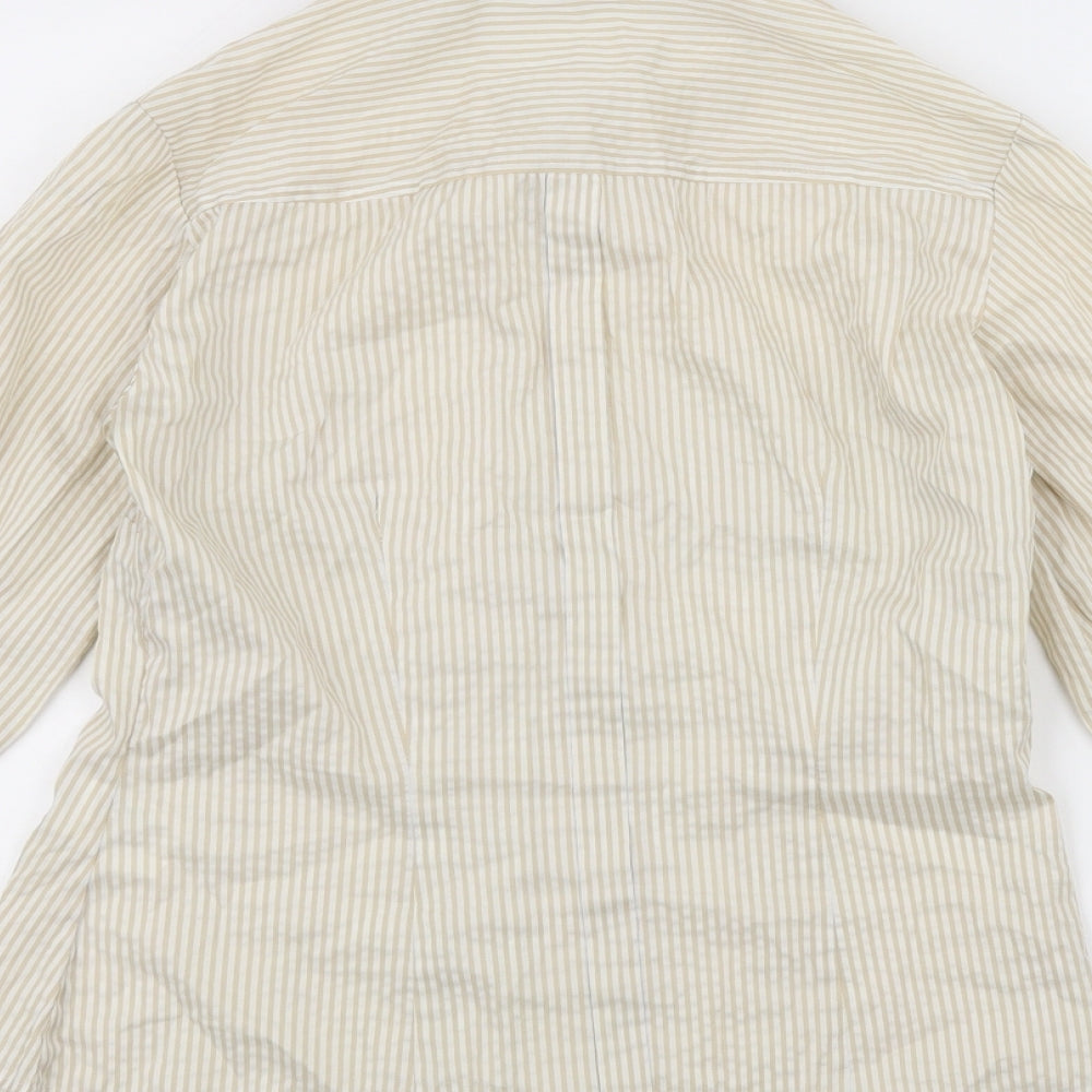 H&M Womens White Striped Basic Button-Up Size 8