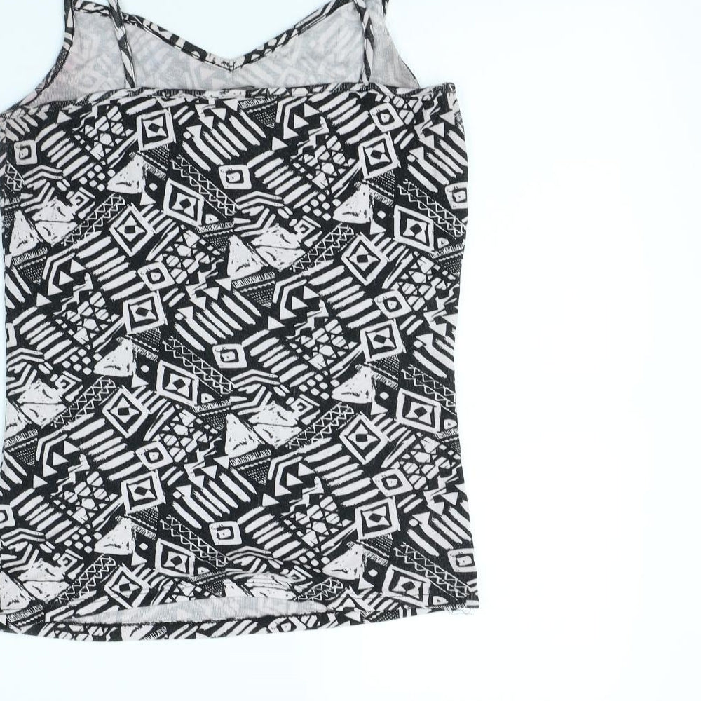TU Womens White Geometric Basic Tank Size 14