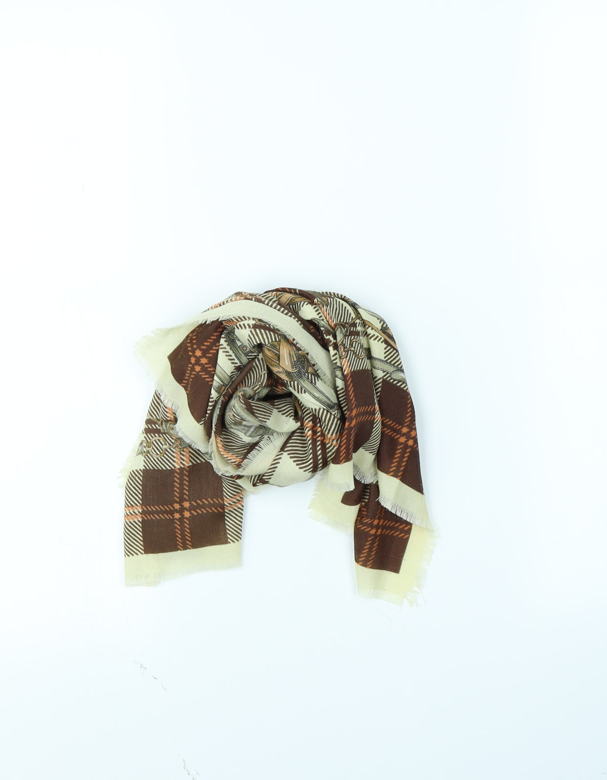 Preworn Womens Brown Check Scarf