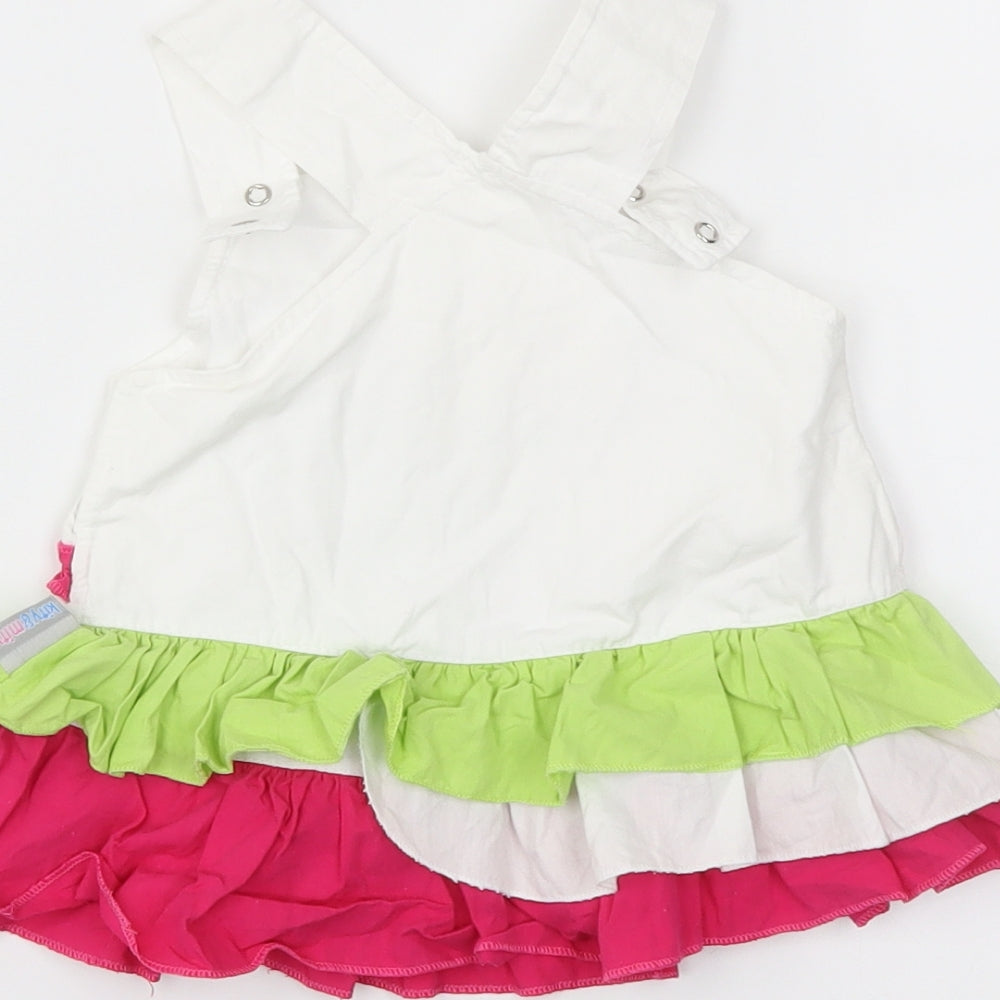 Preworn White Pinafore/Dungaree Dress Size 0-3 Months