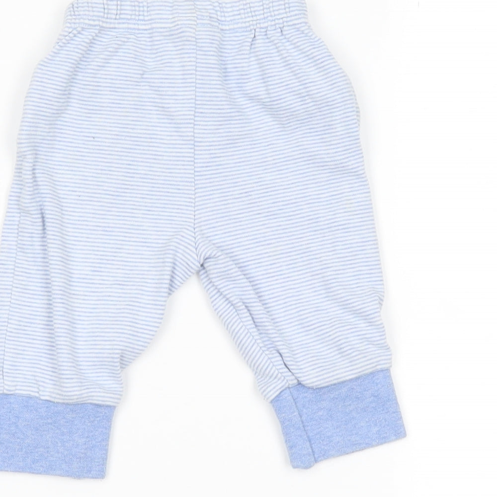 Next Baby Blue Striped Flannel Jogger Leggings Size 0-3 Months