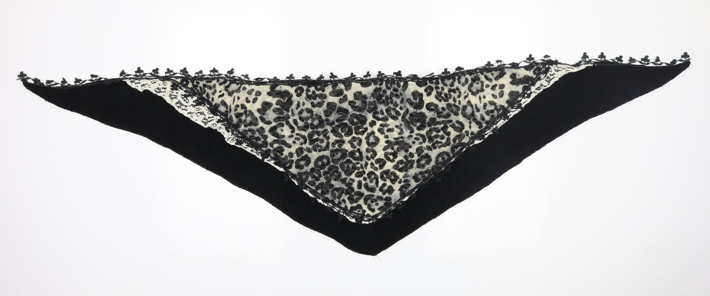 Preworn Womens Black Animal Print Knit Shawl/Wrap