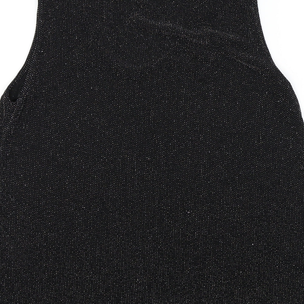 Wallis Womens Black Colourblock Basic T-Shirt Size M - sparkle detail