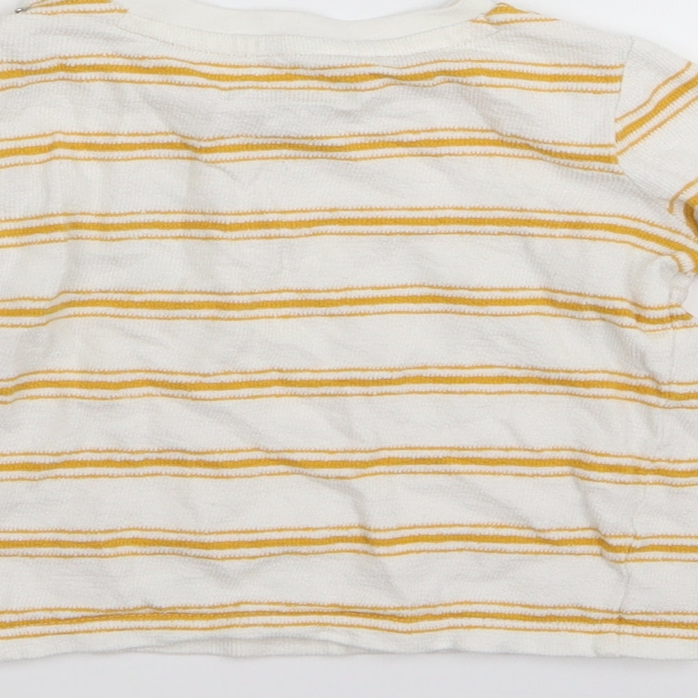 fred&flo Boys White Striped Basic T-Shirt Size 6-9 Months