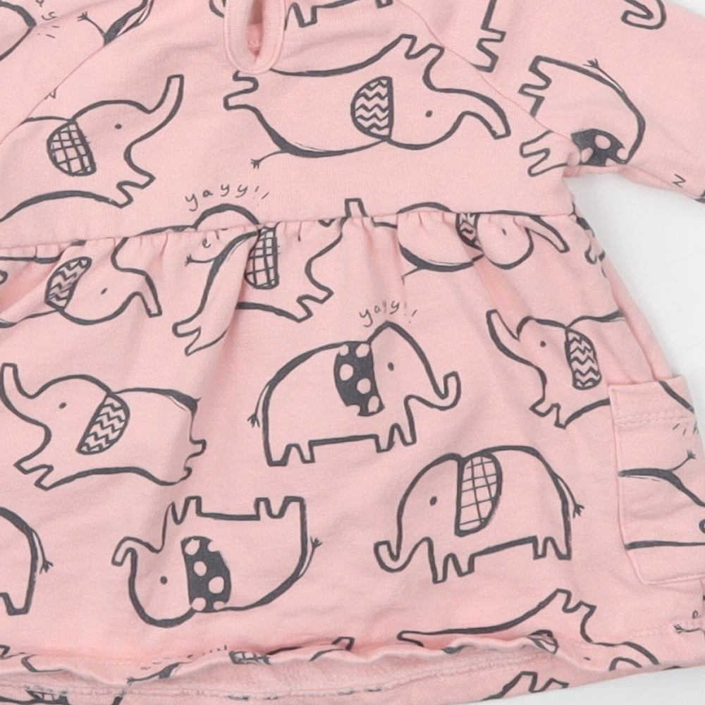 George Girls Pink Animal Print Fit & Flare Size 0-3 Months