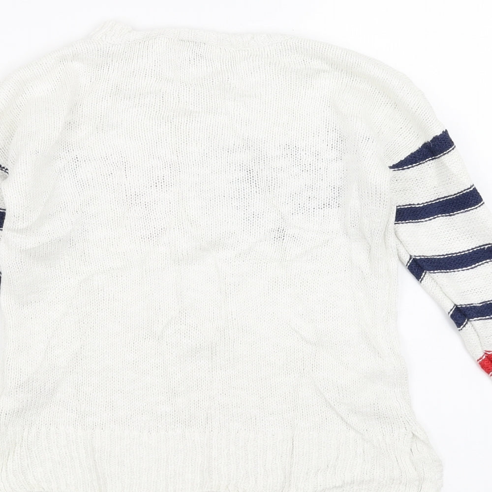 Sainsburys Girls White Pullover Jumper Size 7 Years - love