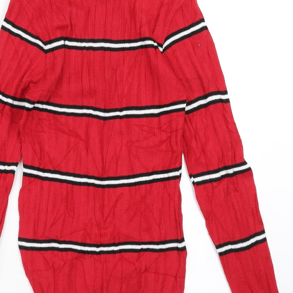 Primark Womens Red Striped Pullover Jumper Size S