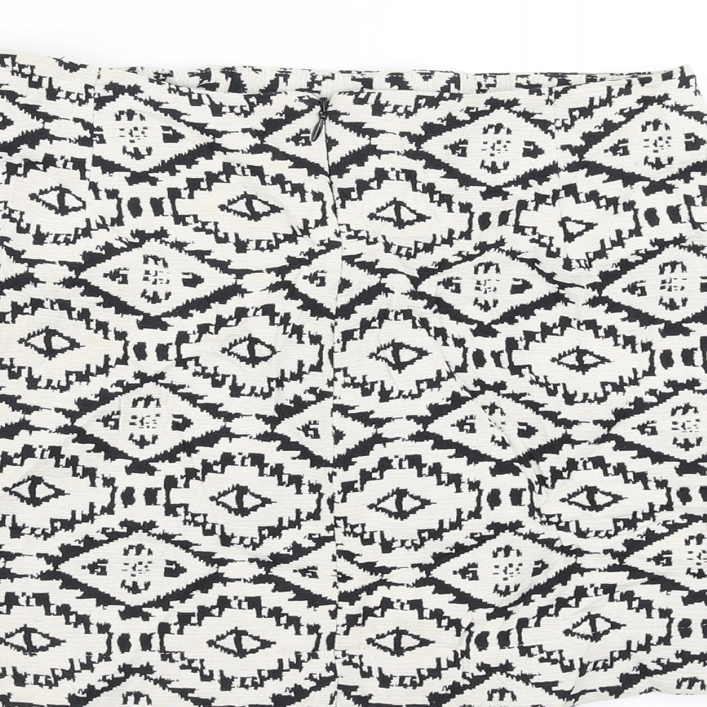 Topshop Womens Black Geometric A-Line Skirt Size 10