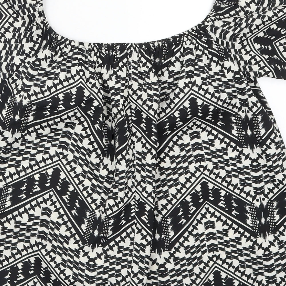 Primark Womens Black Geometric Basic T-Shirt Size 8
