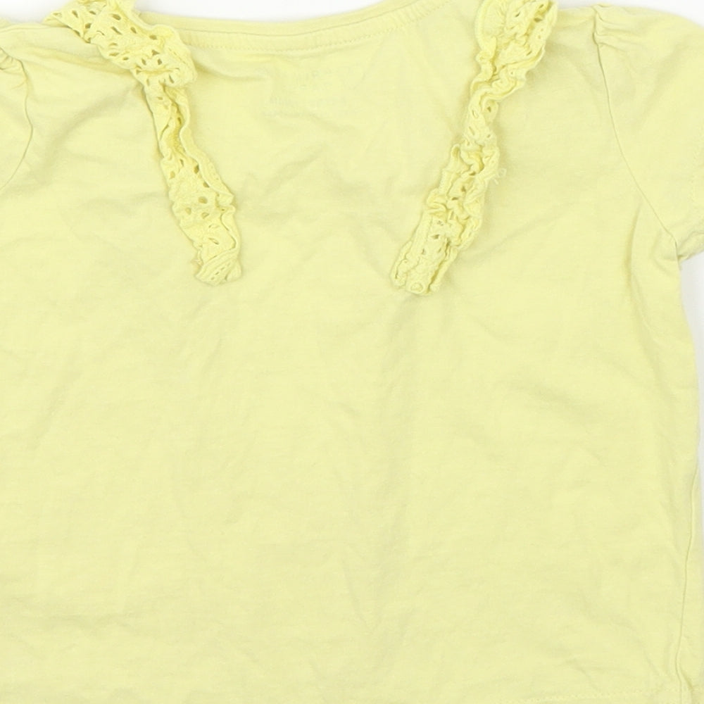 Primark Girls Yellow Basic T-Shirt Size 3-4 Years