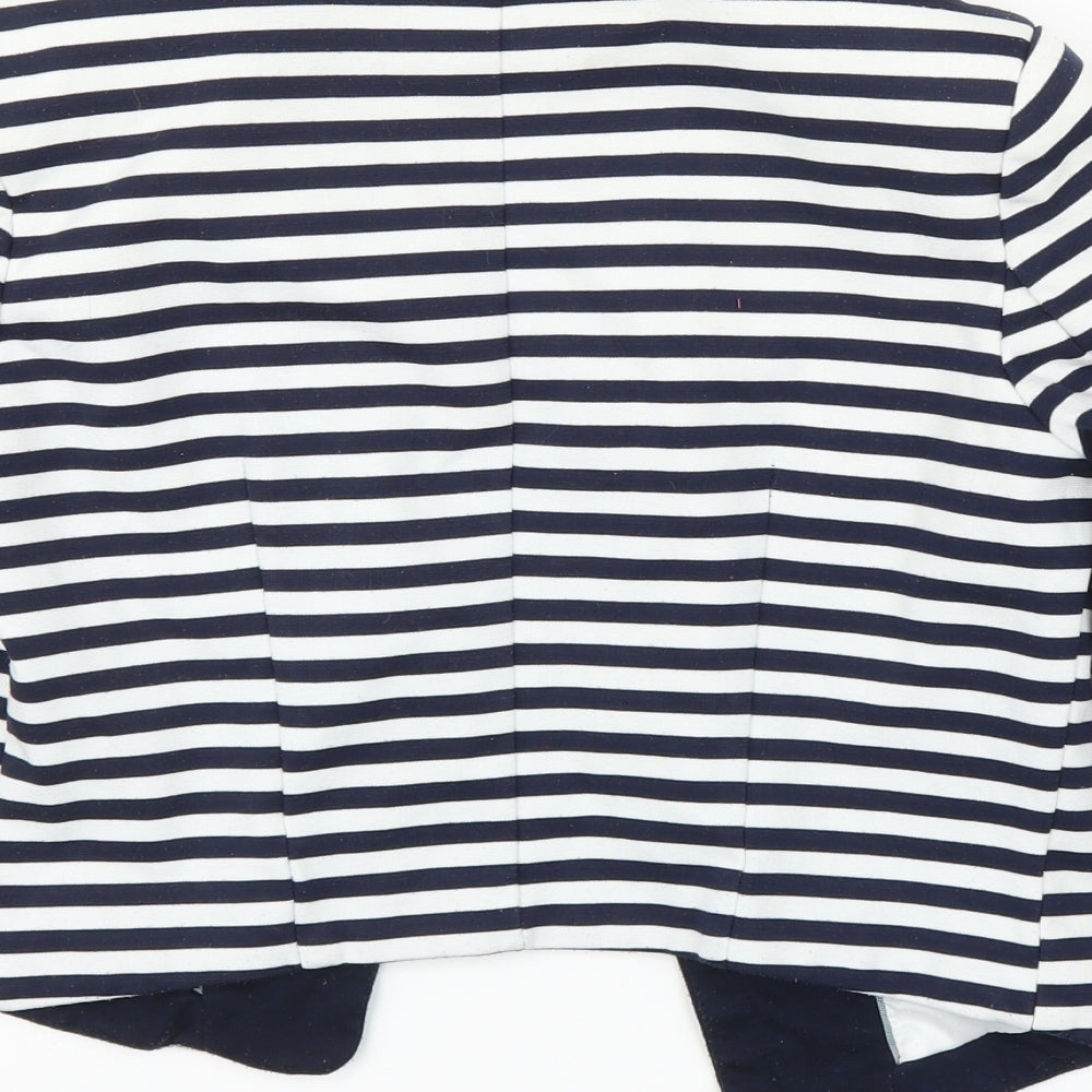 H&M Womens Blue Striped Cardigan Jumper Size 8