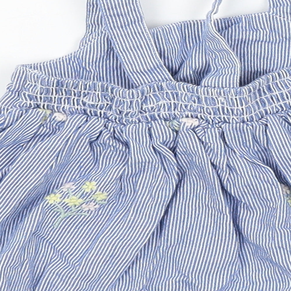 Matalan Baby Blue Striped Pinafore/Dungaree Dress Size 0-3 Months