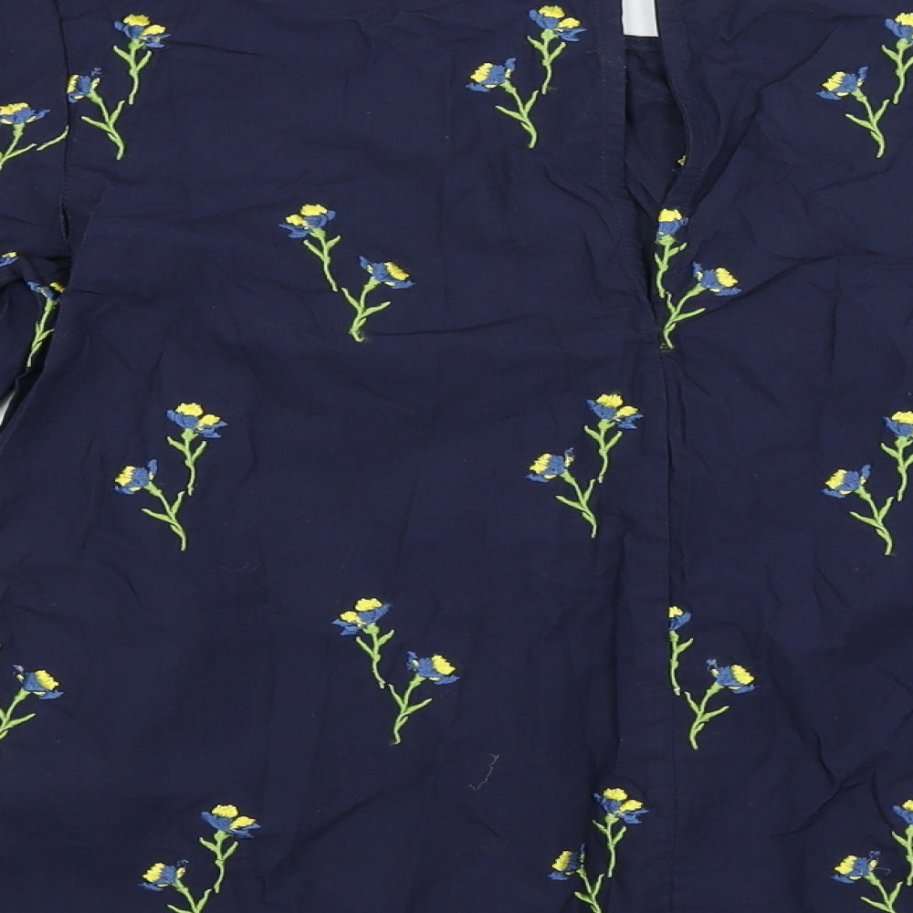 Warehouse Womens Blue Floral Basic Blouse Size 8