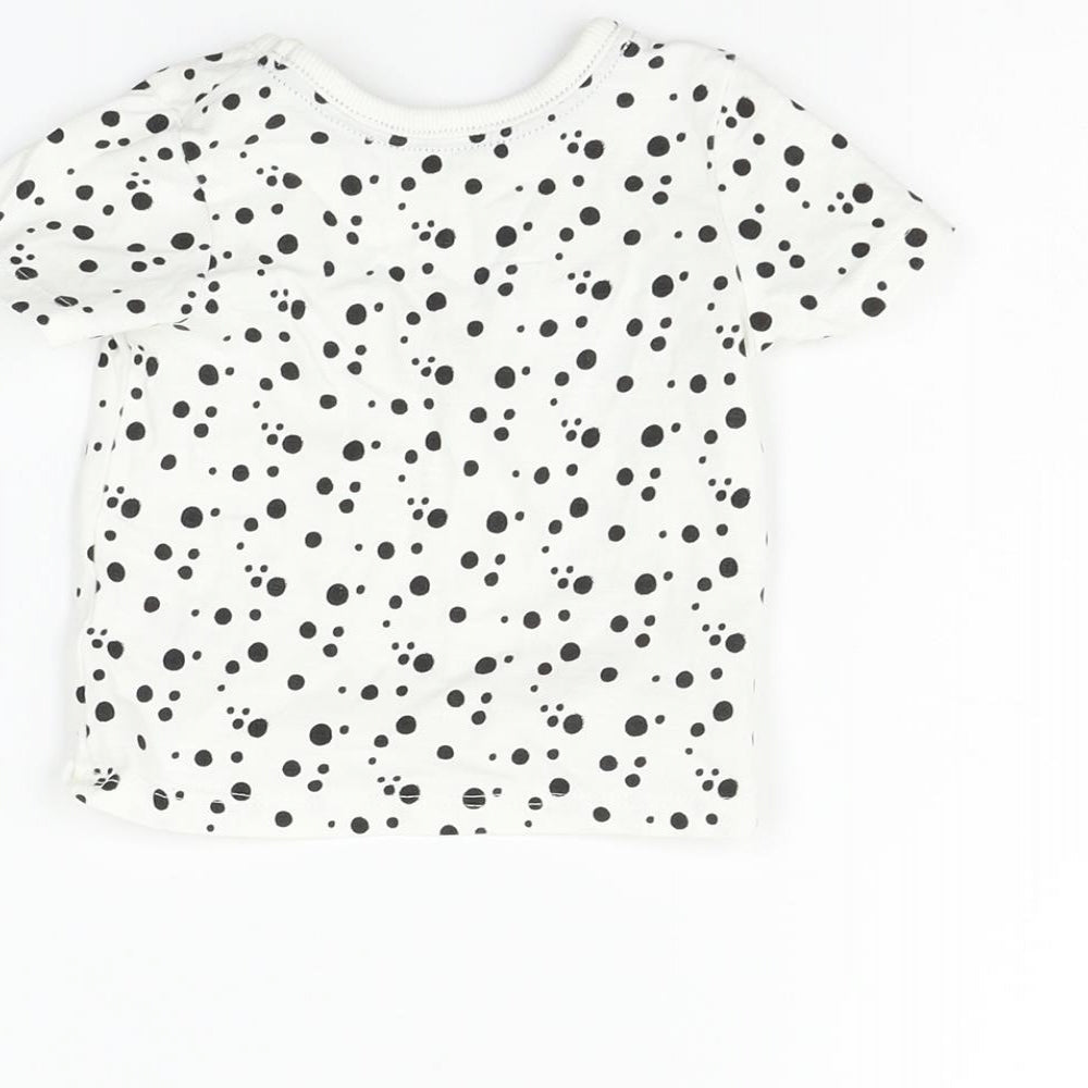 George Boys White Polka Dot Basic Polo Size 0-3 Months