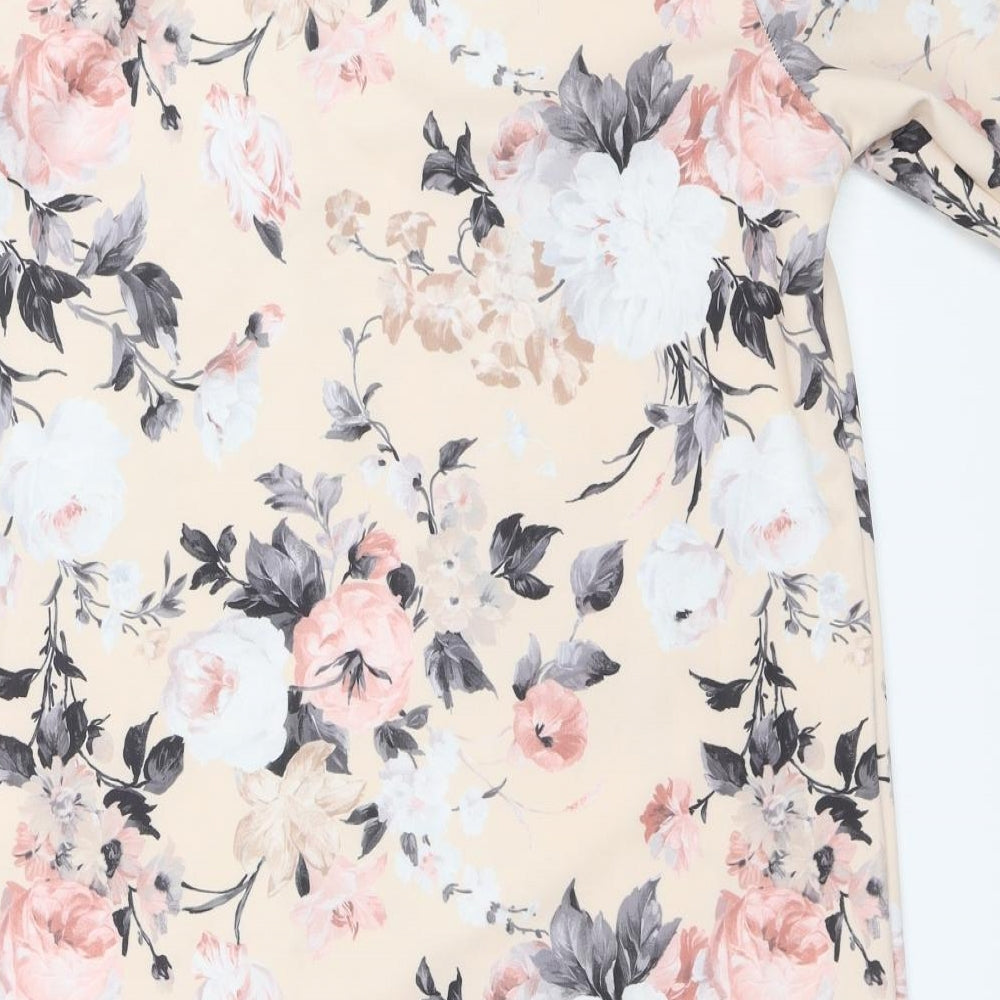 Boohoo Womens Beige Floral Shift Size 10