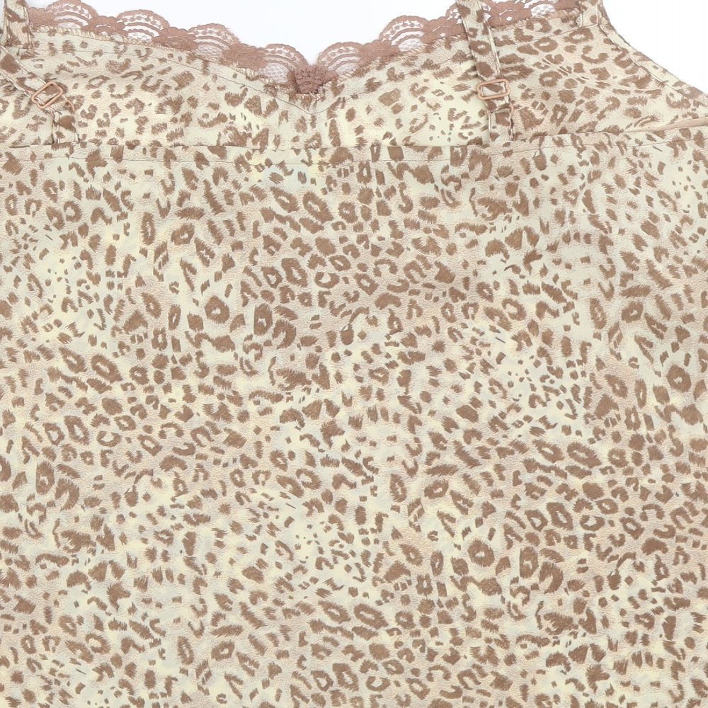 Agenda Womens Beige Animal Print Basic Blouse Size 20