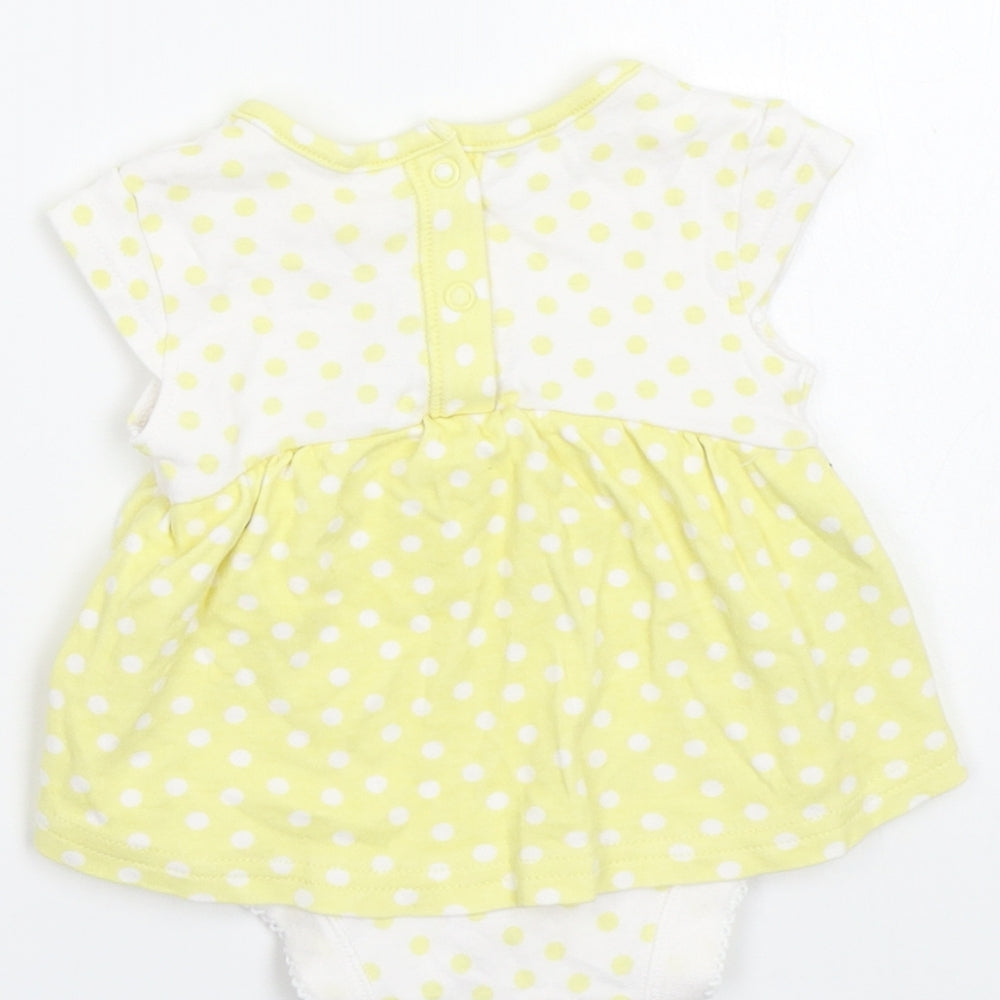 George Girls Yellow Polka Dot Basic T-Shirt Size 0-3 Months