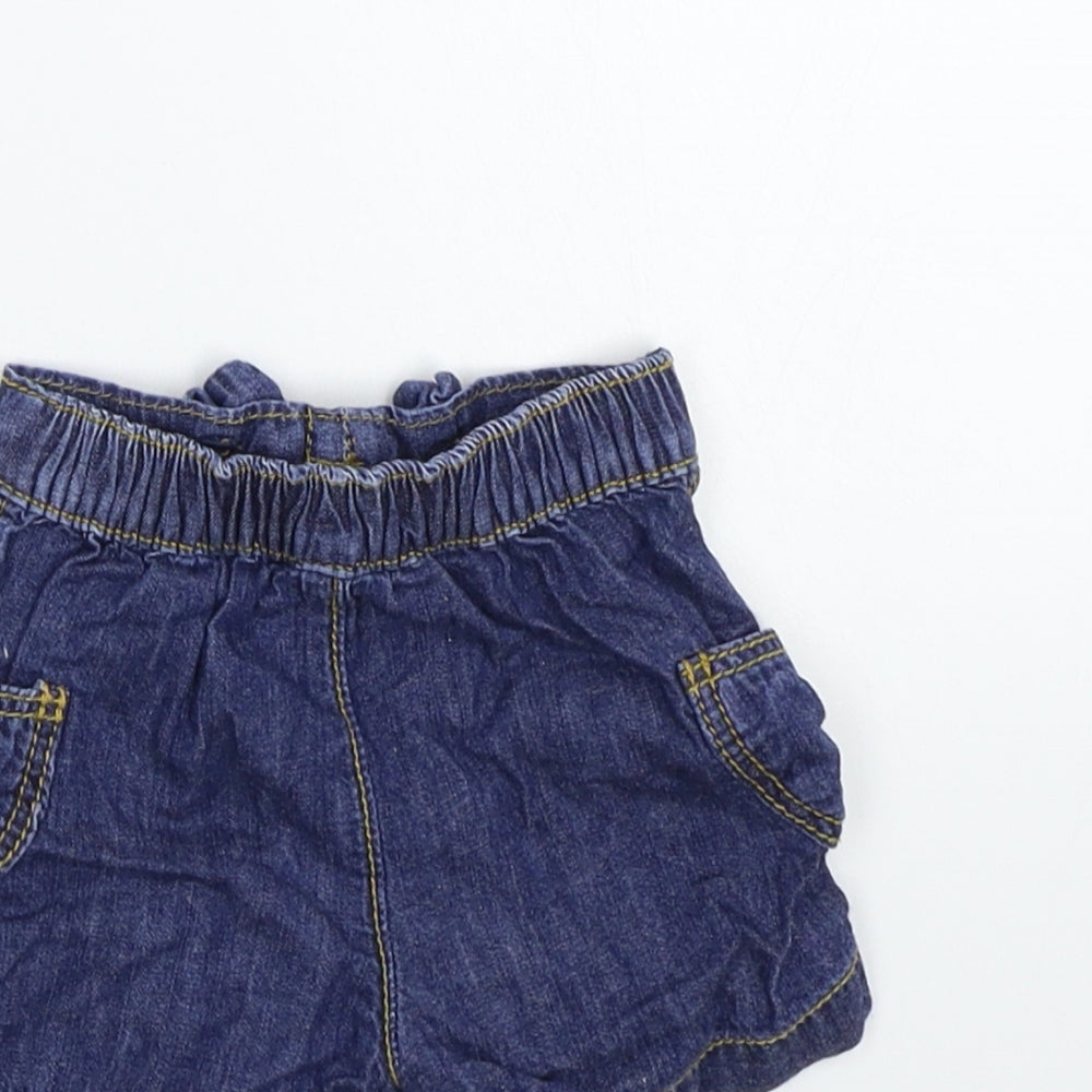 M&Co Girls Blue Floral Cropped Trousers Size 0-3 Months
