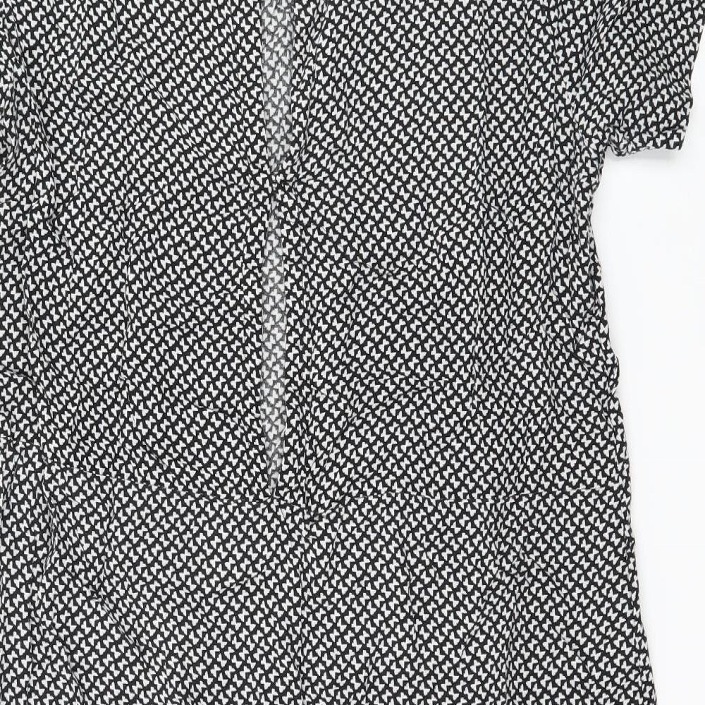 H&M Womens Black Geometric A-Line Size 8