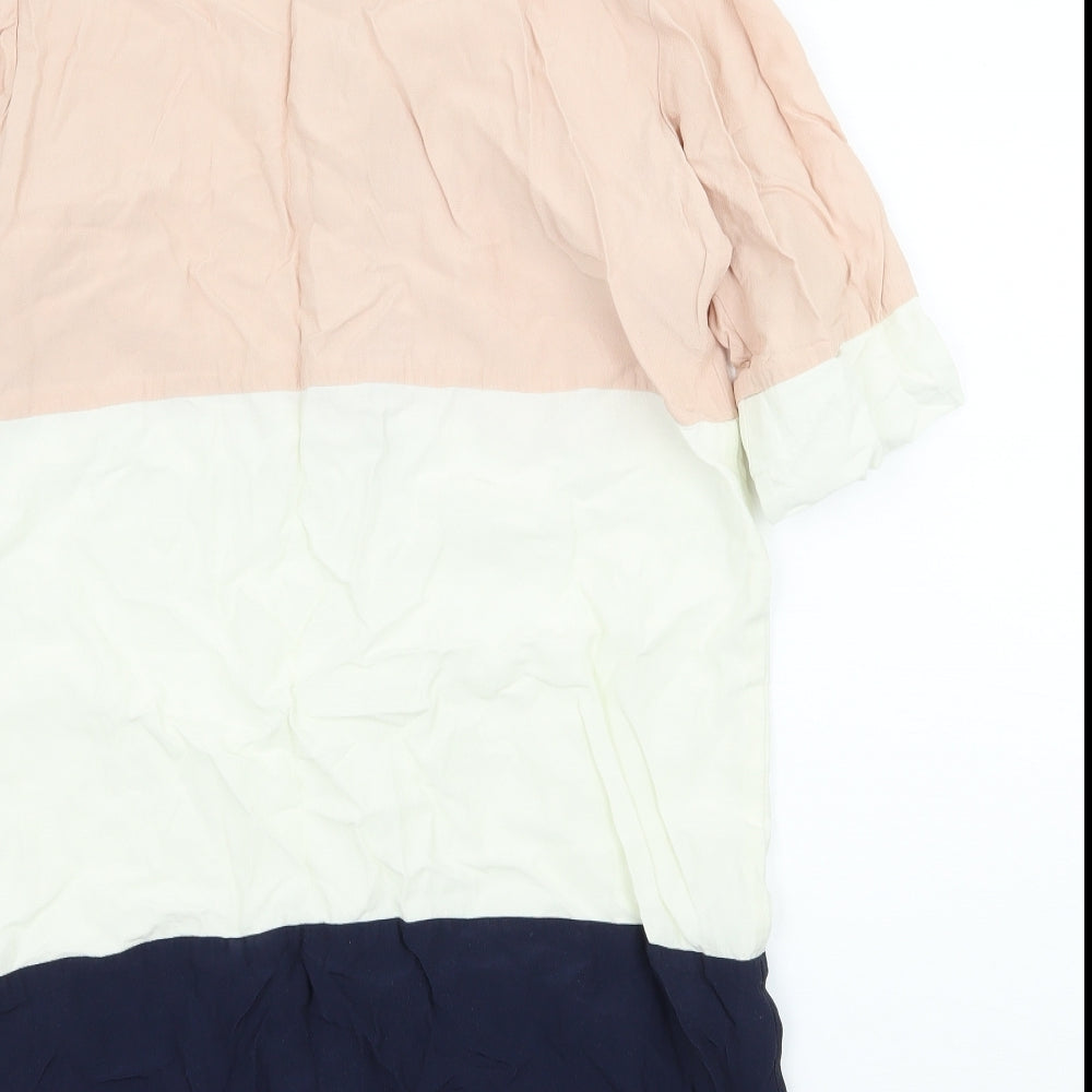 Topshop Womens Multicoloured Striped Basic Button-Up Size 10