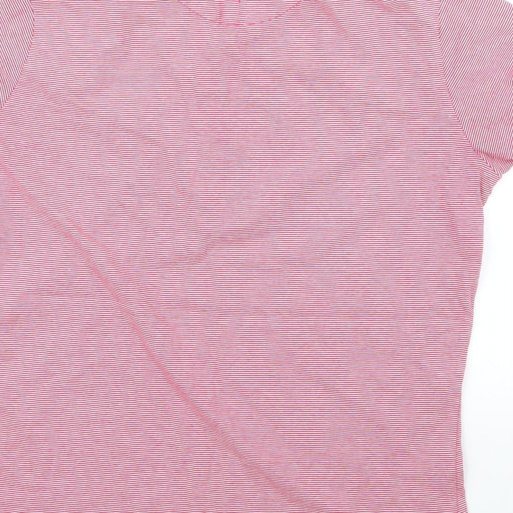 Glenbrae Womens Pink Striped Basic Polo Size M